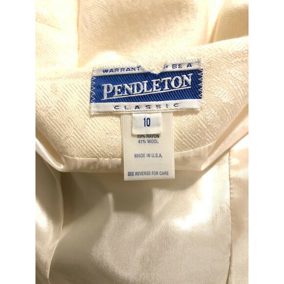Pendleton Womens Ivory Floral Wool Blend Blazer Jacket Mother Of The Bride Sz 10 - Picture 4 of 5